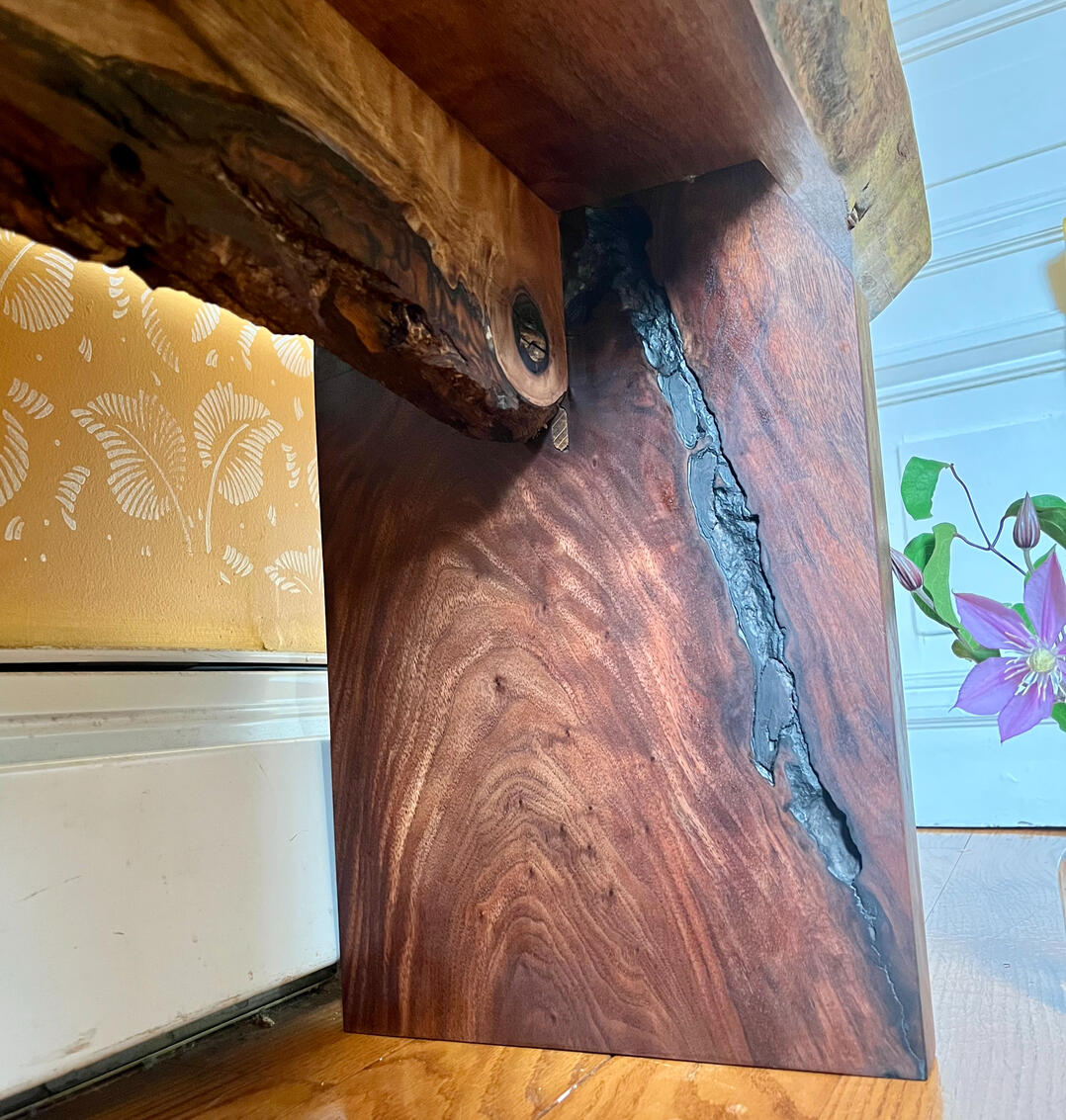 Walnut bench leg
